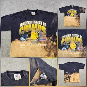 Vintage Indiana Pacers T Shirt Mens XL NBA Basketball 1995 Division Champs 90s